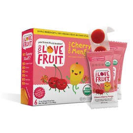 YOU LOVE FRUIT – All Natural Fruit Snacks, Healthy Snack Pack, Real Fruit! Gluten Free, Non GMO, Vegan, Fiber packed, Low Fat, Kosher, 0.5 oz Pouches (Pack of 6, Cherry Mango)