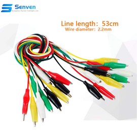 Senven 30pcs Double-Head Alligator Clip Test Lead Set Jumper Color Alligator Clip Probe Connector, Double-Ended Test Lead Crocodile Alligator Clip line -53cm / 20.8 inch (5 Colors)