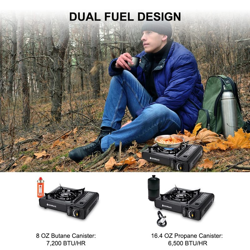 Camplux Dual Fuel Propane & Butane Stove with Carrying Case,