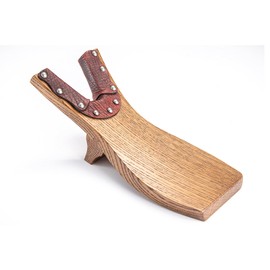 Chuck's Woodbarn Boot Jack Puller - Solid Oak & Bison Leather Beefcake Extra Grip Boot Remover for Cowboy Boots | Premium Boot Remover | High Quality Durable Shoe Jack (Black Cherry Bison)