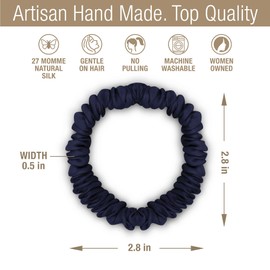 Luxury Artisan Mulberry Silk Scrunchies For Hair, 27 Momme Pure Natural Silk