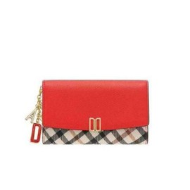 Daks (신세계강남점)DCWA2F403R2 VICTORIA 레드 체크 배색 3단 중지갑 (Shinsegae Gangnam) DCWA2F403R2 VICTORIA Red Check Color Block 3-Fold Wallet