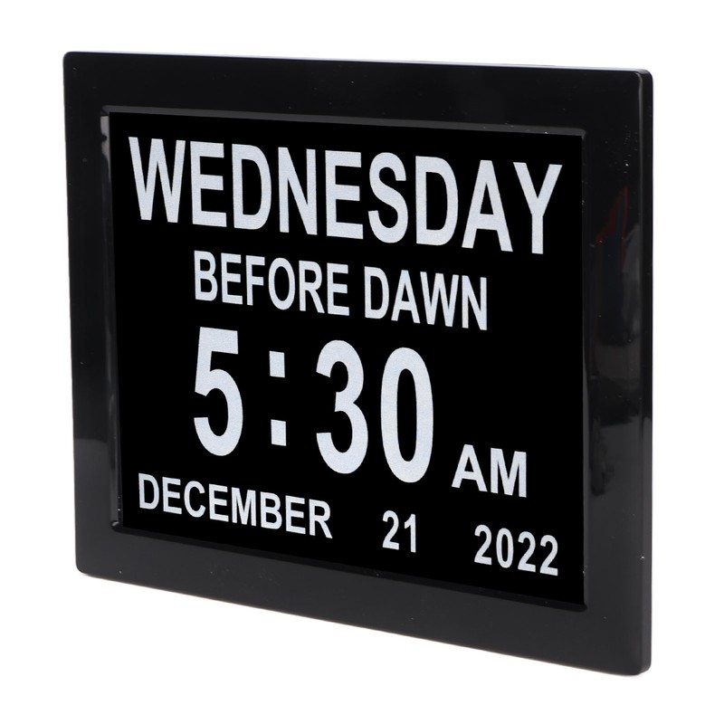 8inch Digital Day Calendar Clock Alarm Reminders Auto Dimming Large