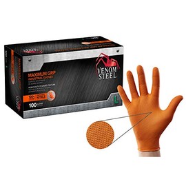 Venom Steel Guantes de Nitrilo Naranja 8 Mil Grandes 100 Unidades