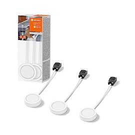 Ledvance Compact spotlights as under-unit lighting, white, 3 pieces, each with 65 mm diameter, modern and slim design, 3 x 3 W, 3000 K (warm white)