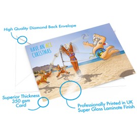 STREET SANTA - Beach Volleyball Christmas Card - Large A5 Card Size - Funny Humour - Made in the UK - Have An ACE Christmas - For Him or Her