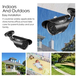 ZOSI 4 Pack 1080P 1920TVL Home Security Cameras Outdoor Indoor,120ft Night Vision, IP67 Weatherproof 2MP Surveillance Camera,Work For 720P/1080P/5MP/4K HD-TVI,AHD,CVI analog CCTV DVR System(Black)
