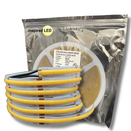 Inspired LED COB LED Strip Lights Pure White 4000K, 19.6ft Premium High Density 12V Tape Light, 2880 LEDs, 320+ LM/ft, CRI 90+, UL Listed (Power Supply Not Included) (12V Pure White)
