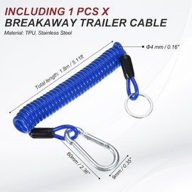 PATIKIL 5 ft Breakaway Trailer Cables Trailer Brake Away Cable Safety Cable Straps Spring Towing Coiled Wire with Clip for RV Trailer Emergency Breakaway Switch Blue