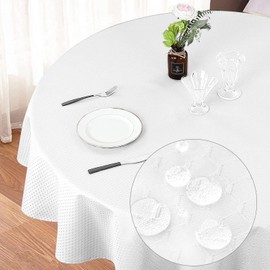 Eternal Beauty Round Tablecloth 120cm Wrinkle Free, Table Cover Water Resistant and Machine Washable for Home Dining Party Restaurant (White, 47.2inch)