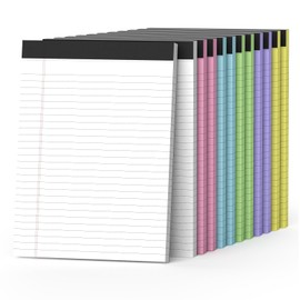 12 Pack Colored Legal Pads 8.5" x 11" Note Pads Wide Ruled Lined Paper with Micro-Perforated Writing Notebook 30 Sheets per Pad (360 Total Pages) Notepad for School, Office & Home Supplies