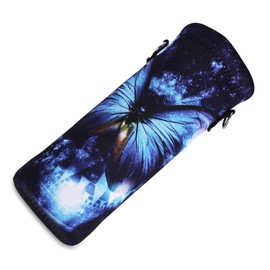 AMARY 1000ML Neoprene Water Bottle Carrier Bag with Adjustable Shoulder Strap,Insulated Water Bottle Cover for Stainless Steel/Glass/Plastic Bottles 34OZ (Butterfly-1)