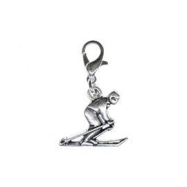 Miniblings Skier Winter Charm Ski Skis Ski Course Silver – Handmade Fashion Jewellery I Silver Plated Pendant Charm Bracelet – Pendant for Bracelet, Metal, No Gemstone