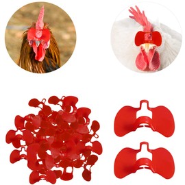 Weilan 50 Pieces Pinless Peepers for Chicken Blinders Pheasant Poultry Blinders Spectacles(Red/Large)