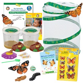 Insect Lore Butterfly Garden Kit with Live Caterpillars – Grow 10 Painted Lady Butterflies - STEM Learning Activity, Habitat with Journal, Stickers, Seeds & Figurines - As Seen on TV