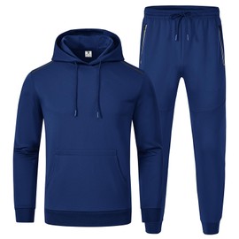 BGOWATU Men's Track Suits 2 Piece Set Hoodie Sweatsuits For Men Lightweight Jogger Set Athletic Casual Outfits Royal Blue L