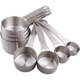 Smithcraft Measuring Cups set, 18/8 (304) Stainless Steel Measuring Cups for Kitchen & Baking, Heavy Duty Solid Measurement Cups, Us & Metric Measure Tools with 1/16, 1/8, 2/3 &3/4 Cups