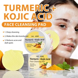 Turmeric and Kojic Acid Face Cleansing Pads, 30 Pads, Deep Cleansing and Exfoliating