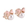 GRACE JUN Gold Plated bow-knot shape Pearl Clip on Earrings
