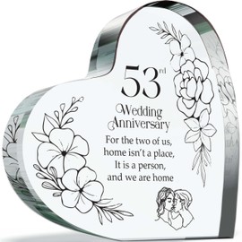 63rd Anniversary Plague Gifts for Husband Wife - Home is a Person - Happy 53rd Wedding Anniversary Present for Partner, 100mm x 100mm Acrylic Heart Keepsake for Fifty-Third Anniversaries