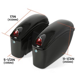 HECASA Universal Hard Saddle Bags Compatible with Yamaha Honda Cruiser Trunk Luggage with Lights Mount Bracket Motorcycle Black