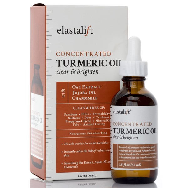 Elastalift Concentrated Turmeric Oil For Face - Clear And Brighten Skin Tone - Hydrate Dry Skin, Fight Redness, Restore Skin Strength - Natural Botanicals - Clean Beauty - 1.8 Fl Oz
