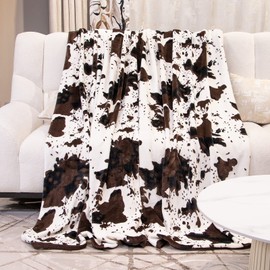 Cozy Throw Blanket Twin Size Black and White Cow Print Soft Fuzzy Fleece Bed Blanket Lightweight Plush Twin Blanket 60x80inch for Bedroom Livingroom