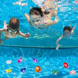 Prehalpty Diving Gems Pool Toys, 25pcs Big Colorful Diamond, Pool Games for Kids, Large Acrylic Gems Dive Toys Pirate Treasure, Pool Jewels Diving Toys