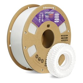 OVERTURE TPU Filament 1.75mm Flexible Roll, 95A Soft 3D Printer Filament, 1kg Spool (2.2 lbs), Fit Most FDM Printer (TPU White)