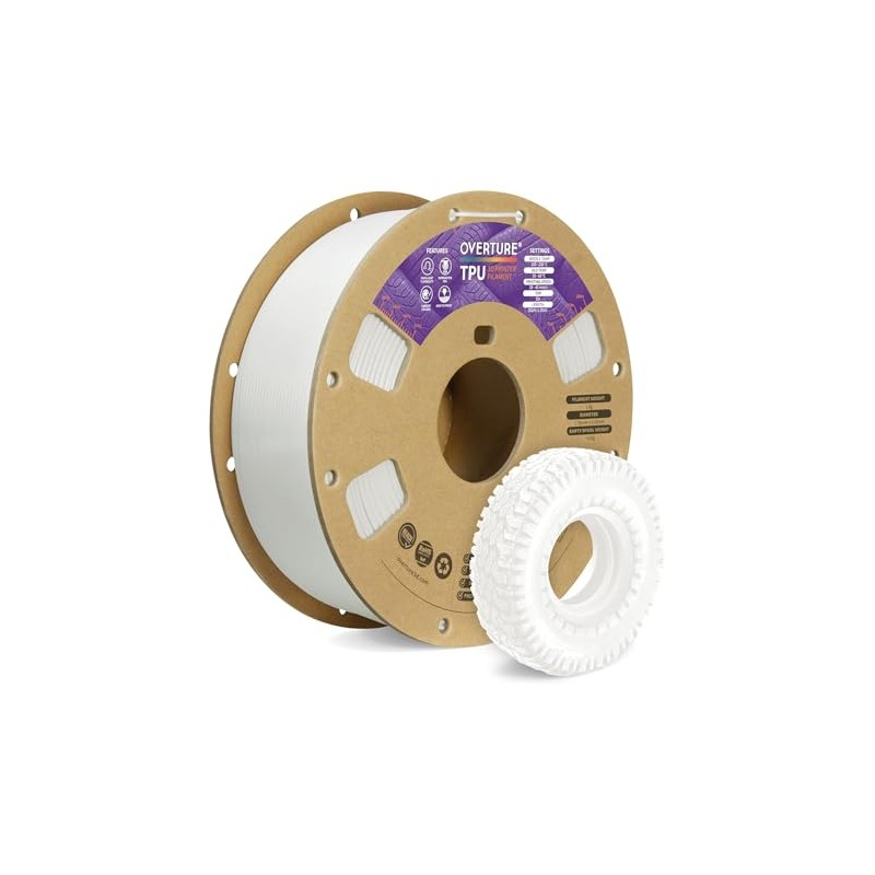 OVERTURE TPU Filament 1.75mm Flexible Roll, 95A Soft 3D Printer
