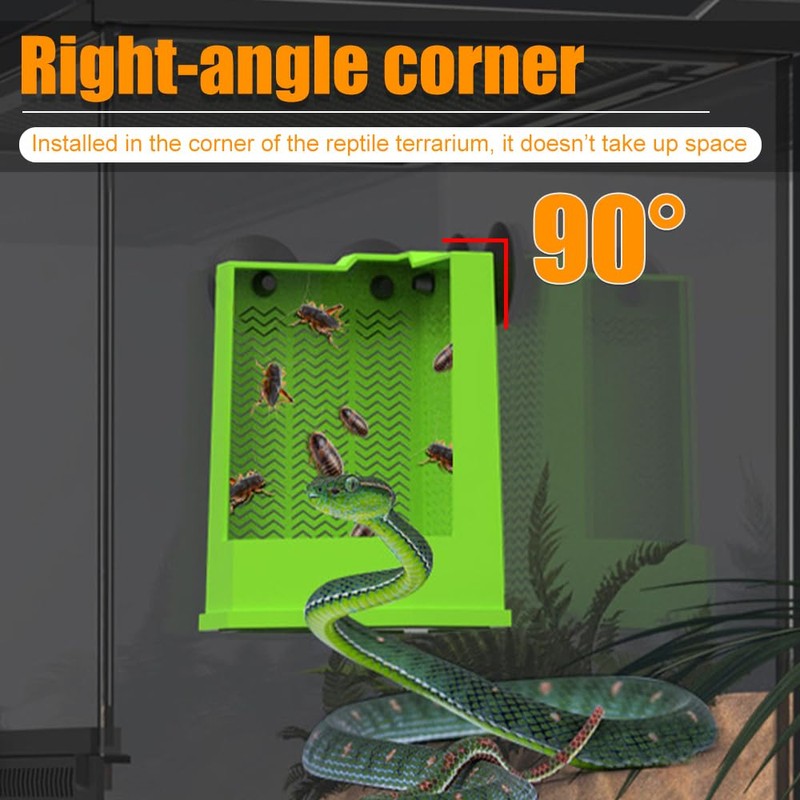 DONGKER Bearded Dragon Feeder,Anti-Escape Lizard Corner Terrarium Bowl with Suction
