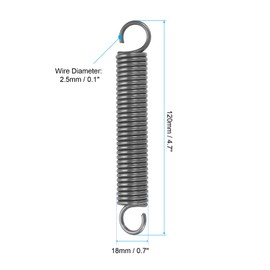 PATIKIL 1 Piece Extension Spring Wire Diameter 0.1" OD 0.7" Free Length 4.7" Spring Steel Dual Hook Tension Spring for Lone Tractor Home Repair DIY Gray
