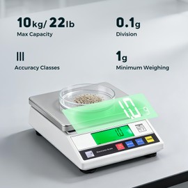 Bonvoisin Lab Scale 10kgx0.1g Counting Scale Digital Analytical Balance Accurate Electronic Scale CE Certification Laboratory Balance Precision Scale Jewelry Gold Scale (10kg, 0.1g)