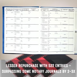 JC Classics Notary Journal Log Book Hardcover with Privacy Guard - Notary Log Book with 522 Notarial Record Entries - Compliant Notary Book for Notaries for All States Except HI (Blue)