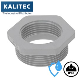 Kalitec G6322500 Reduction M32/M25 Plastic Light Grey I Reducer Cable Gland Hexagonal I M25 Female Thread I M32 Male Thread I IP68 Pack of 5