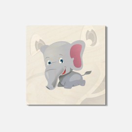Unbranded Elephant Cute Animal 4'' X 4'' Square Wooden Coaster