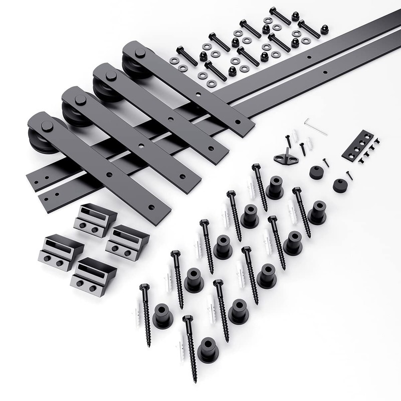 SMARTSTANDARD 13ft Heavy Duty Sturdy Double Sliding Barn Door Hardware