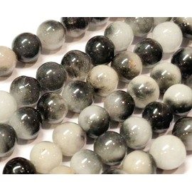 Malay Jade Stone Gemstone Strand Beads, 6 mm, Round, Pack of 60, Semi-Precious Stone for Jewellery, Chain, Bracelet (Black)