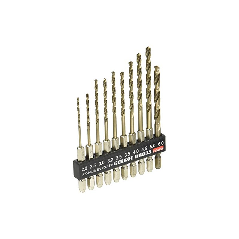 BIC TOOL Moonlight Drill Hex Shank 10-Piece Set (φ2.0, φ2.5,
