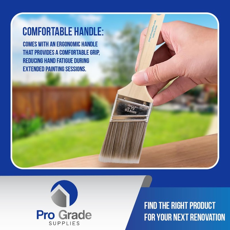 Pro Grade - Paint Brushes - 12Ea 2.5" Angle Brushes