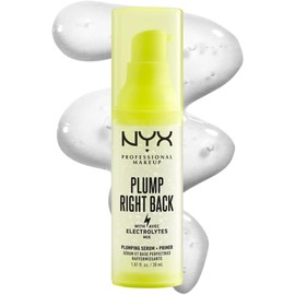 NYX PROFESSIONAL MAKEUP Primer de maquillaje + Sérum Plump Right Back, 30ml - Prebase hidratante que tonifica y revitaliza la piel, infusionada con electrolitos y ácido hialurónico, prolonga tu makeup hasta 24H, base agua, fórmula vegana
