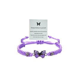 Always Believe in Yourself Butterfly Bracelet Adjustable String Butterfly Bracelets Cute Butterfly Charm Bracelets,Bracelet Suitable For Women Butterfly Jewelry. (purple)