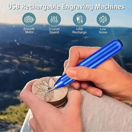 USB Rechargeable Engraving Pen - Versatile Customizer Engraver Tool for , , Metal,Plastic,Glass,Stone,Manicure & More -Portable, Ideal for DIYers (Blue)
