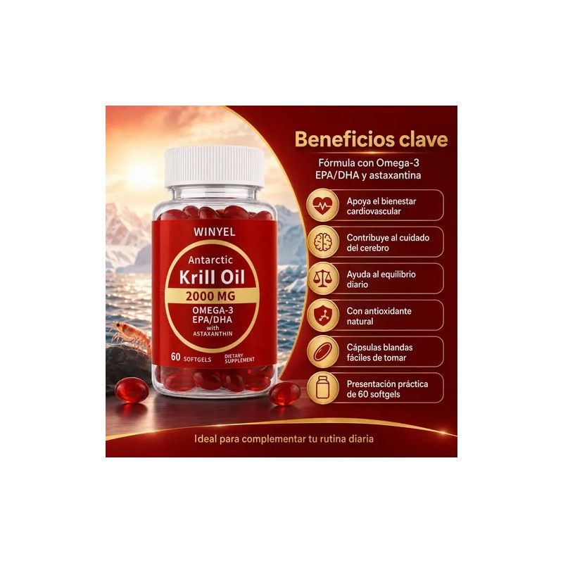 Aceite Krill Premium Omega 3 En Cápsulas Blandas Uso Diario