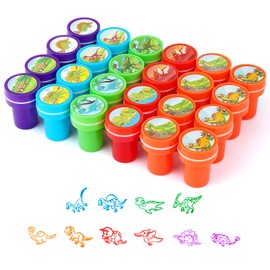 Kesote 24Pcs Assorted Stampers for Kids Dinosaur Self-Inkling Stampers Set Animal Stamp Set for Loot & Prize Bag Fillers Gift Bags Present Boxes Party Bags Filler Best Gift for Kids