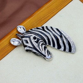 Zebra Head Brooch Pins for Women, African Zebra Brooch Pin, Cute Zebra Animal Brooch Lapel Pin, Bohemian Horse Head Brooches Pins for Women Hat Bag Suit Dress Accessories Jewelry (Silver)