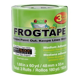 FrogTape Multi-Surface Painters Tape with PAINTBLOCK, 2 Inch Wide (1.88 In. x 60 Yds), Medium Adhesion, Green, 3 Rolls (240661)