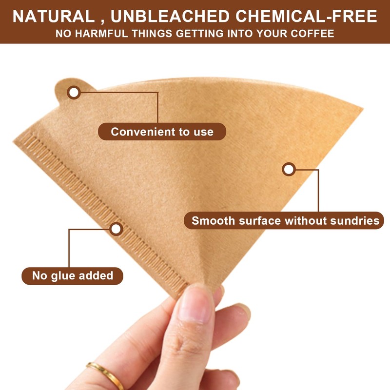 Gute 200Pcs Cone Coffee Filters, 2-4 Cups Unbleached Brown V02