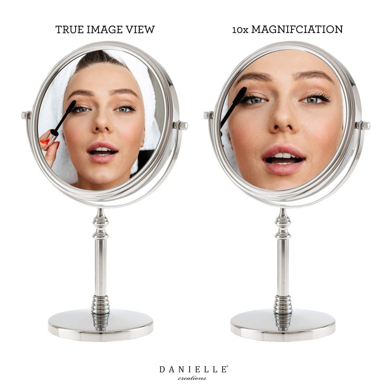 Danielle Creations 8-Inch Countertop Vanity Makeup Mirror, 1x and 10x