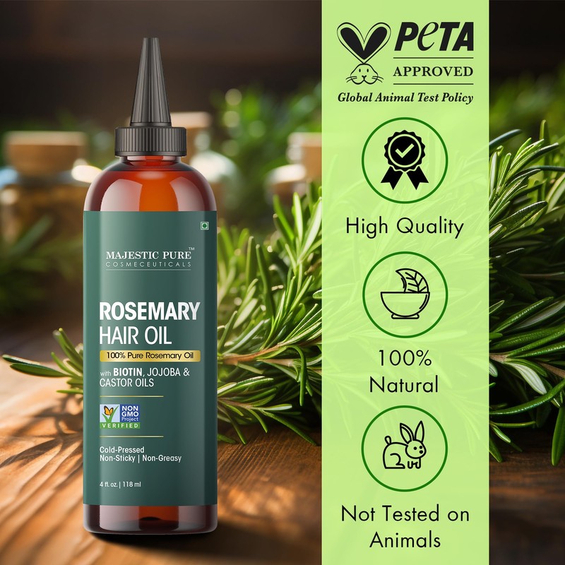 Majestic Pure 100% Pure Rosemary Oil for Hair Growth -